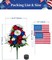 Memorial Day Flowers for Cemetery - Large 36-Head Patriotic Red White and Blue Velvet Roses Bouquet - Artificial Grave Flowers for Veterans with 2 American Flags - America 250 Decorations - 22 Inches